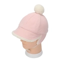 Cappello invernale rosa in velluto a coste per bambini con paraorecchie e pompon bianco - 2-6 Anni / Rosa