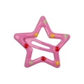 Pink star-shaped hair clip with colorful dots and secure metal snap closure - Style 27-Bright Pink with Polka Dots