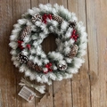 Ghirlanda natalizia con pigne, bacche rosse e luci LED con scatola per batterie - Decorazione Bicolore Con Luci