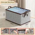 Extra large houndstooth fabric clothing storage box in black and brown 50x30x26cm - Extra Large (50x30x26cm) / Black Houndstooth