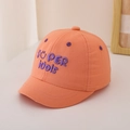 Close-up of orange children baseball cap featuring purple SUPER idols embroidery details - 48-50cm(1-3 Years) / Orange