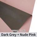 Dark grey and nude pink waterproof flower wrapping paper, 56x56cm, pack of 20 sheets - Deep Gray + Nude Pink