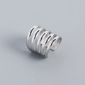 Minimalist s925 silver multi-layer ear cuff featuring five parallel smooth polished rings - 925 Silver / White Gold (Single)