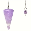 Péndulo de amatista hexagonal con cadena de plata para la adivinación - Cono Hexagonal Pequeño / Amatista