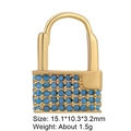 Golden heart lock pendant with micro-set turquoise beads for DIY jewelry making - Blue Bead Lock X1082