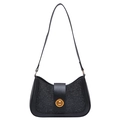 Sparkly black crescent underarm bag with gold twist lock and sequin fabric finish - Black