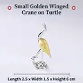 Miniatur Räucherstäbchenhalter Kranich auf Schildkröte, Gold-Silber-Finish, 6 cm hoch - Klein