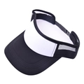 Detail view of adjustable black and white sun visor hat with breathable mesh side panels - Adjustable / Black
