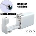 Disposable ear piercing gun with 4mm steel emerald stud earring model 21-305 - 4mm Steel & Emerald