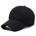 Gorra de béisbol negra de lana con orejeras térmicas y logo metálico tipo R - Ajustable / Negro