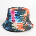 Detailed view of tie-dye bucket hat with colorful pattern and reinforced brim stitching - M (56-58cm) / Orange Tie-Dye