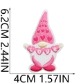Detailed size view of pink and white embroidered gnome patch with Love text 6.2cm - No.8-LOVE Pink White Gnome