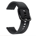 22mm black silicone watch band with black metal buckle for Samsung Galaxy and Huawei GT2 - 20mm / Black