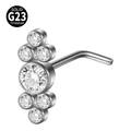 L-shaped G23 titanium nose stud featuring a cluster of sparkling white zircons - Seven-Stone Star Cluster (Style 17 L-Shaped) / 0.8x7mm