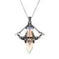 Collier flèche de Cupidon en argent vintage avec pendentif en cristal blanc pour couples - Blanc Opale