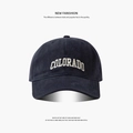 Deep blue cotton baseball cap with white Colorado embroidery and deep-crown fit - 62cm (Fits 60-65cm) / Large Circumference COLO-Navy Blue
