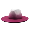 Detail view of the gradient wool fedora hat transitioning from beige to deep magenta - M (56-58cm) / Gradient Fedora / Rose Red