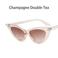 Cat eye sunglasses featuring champagne transparent frames and tea gradient lenses - Champagne Gradient Tea