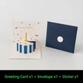 Set biglietto d'auguri 3D con busta blu scuro e adesivo decorativo per compleanno - Modello B-HK8006