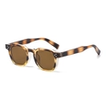Retro tortoiseshell polygon frame sunglasses with dark tea lenses and metal rivets - Tortoise Gradient / Yellow Frame / Tea Lens