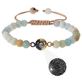 Bracciale in amazzonite intrecciato con ciondolo proiezione Ti Amo in 100 lingue - Amazonite