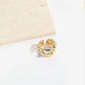 Irregular chain link open ring in dual gold and silver finish on stone background - Waterdrop Style (JZ0527)