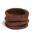 Detailed texture of a brown soft coral fleece neck warmer for winter warmth - Coffee