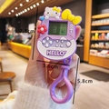 Mini handheld purple game console keychain with white cat ears and Hello lettering - Purple Cartoon Cat Game Console