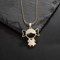 Exquisite gold plated little girl pendant necklace with sparkling cubic zirconia inlay - Little Girl