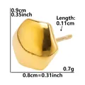 Detailed size guide for gold geometric stainless steel stud earrings showing 0.9cm height - Geometric Faceted Poly-Gold