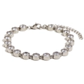 Bracciale in acciaio inossidabile argento lucido con pietre tonde di zirconia - Argento-Zircone Bianco