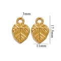 Golden vintage leaf charm in stainless steel with 17.5mm by 11mm dimensions - Pointed Leaf 619 / Gold