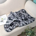 Gray camouflage pet blanket in soft coral fleece fabric for dogs and cats - Camo Grey