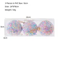 Set of 3 colorful 8cm foam Christmas balls in a transparent PVC box with hanging strings - Mixed Color Foam Particle Ball (Style 7) / Set of 3/8CM