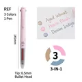 3-in-1 multifunctional pink click pen with 0.5mm bullet tip and tri-color ink - Single/Tea Aesthetic 3-Color 93