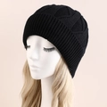 Gorro de punto negro clásico para hombre y mujer con patrón de ondas y tejido elástico suave - Talla única / Negro