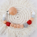 Handmade beech wood and silicone baby pacifier clip with crochet beads and BABY letters - 80# Red
