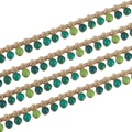 Stainless steel gold chain necklace featuring green enamel round beads detailing - Green