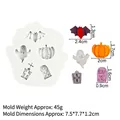 White silicone Halloween mold with bat, pumpkin, ghost and RIP gravestone shapes - 4# Combined Halloween / Gray