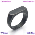 Anello sigillo minimalista da uomo in acciaio inossidabile nero ossidato largo 8 mm - Stile Freccia Nero Ossidato