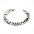 Silver stainless steel Cuban link bracelet for men with lobster clasp and chunky punk design - 11mm Steel Color Style / 11mm Width / 21cm Length