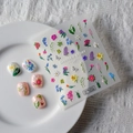 Stickers ongles 5D relief motif floral jardin avec muguet et tournesol pour manucure - TS-055 Histoire de Jardin / Fleurs Colorées