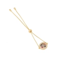 Gold adjustable bracelet featuring a round evil eye charm with multicolor zircons - Rotating Round Multi-Color Zirconia Evil Eye Style (9#)