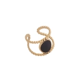 Golden double beaded ring featuring a central round black stone inlay design - Black Beaded Decorative Style (8#)