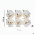 Set di 6 palline di Natale bianche floccate con alce glitterata oro in confezione - Renna Oro Bianco / Set da 6