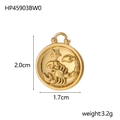 Scorpio zodiac pendant in 18K gold finish with embossed pattern and measurements - Scorpio