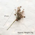 Golden Christmas berry pick with pine cones for DIY wreath and holiday decor, 27cm size - Small Decorative Pick