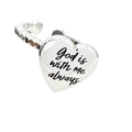 Anello a cuore in acciaio inossidabile argento con incisione 'God is with me always' - God Is With Me Always (Argento)