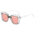 Moderne übergroße quadratische Sonnenbrille mit grauem Rahmen und rosafarbenen Gläsern - C2 Transparent Grauer Rahmen Rosa Lila Verlaufsgläser