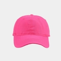 Detailed view of the pink cotton twill fabric and six-panel stitching on the baseball cap - Adjustable / Rose Red
